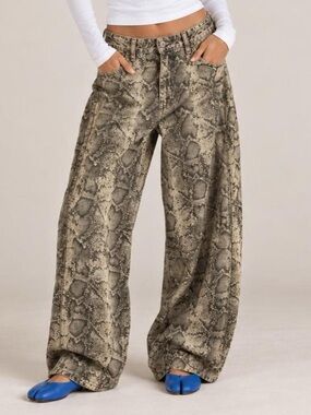 Snake print baggy pants